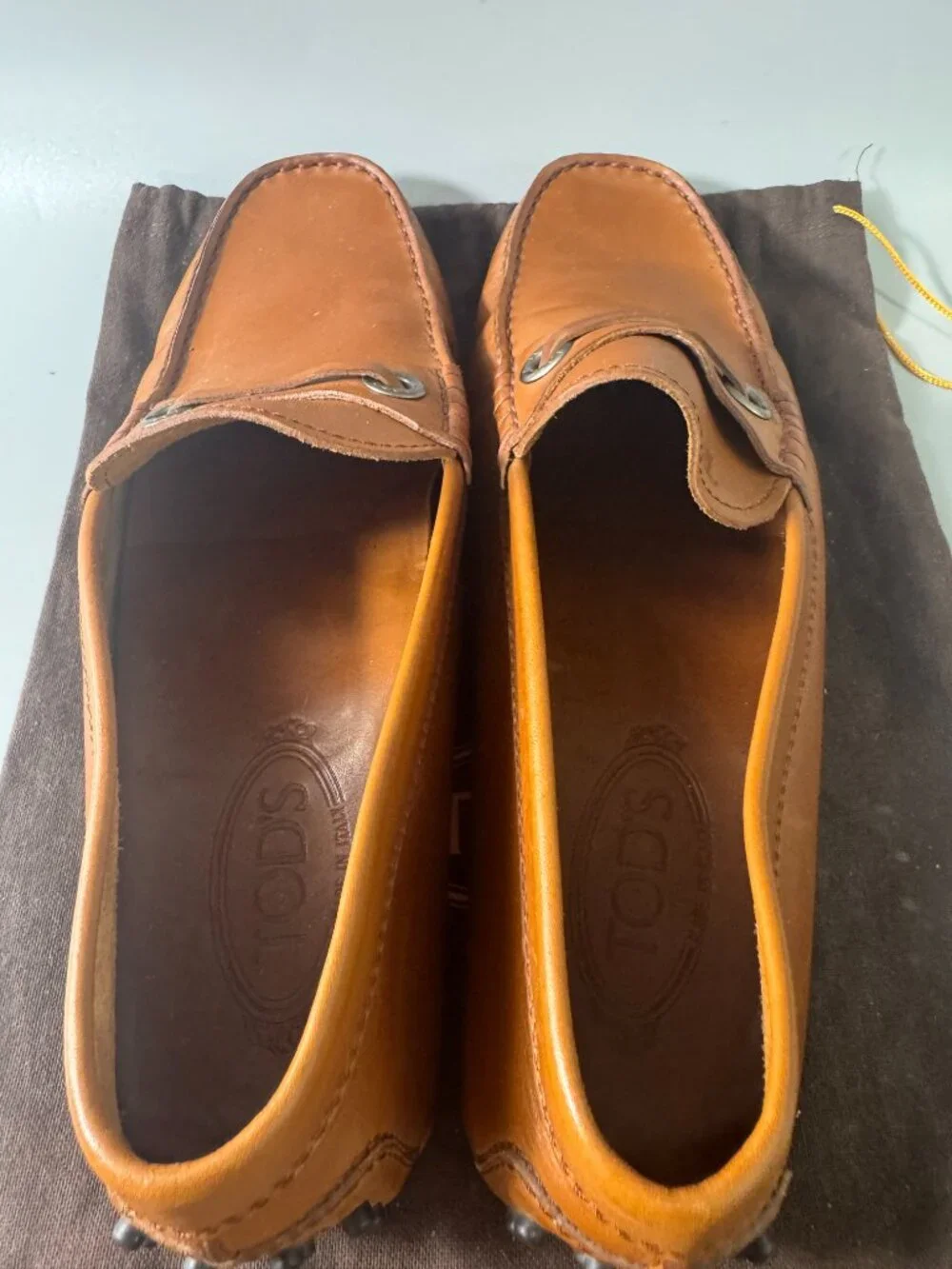 Authentic Tod's Gommino Leather Loafers - Caramel Brown, Size 8/US 9.5